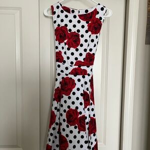 Polka Dot and Rose Print Dress